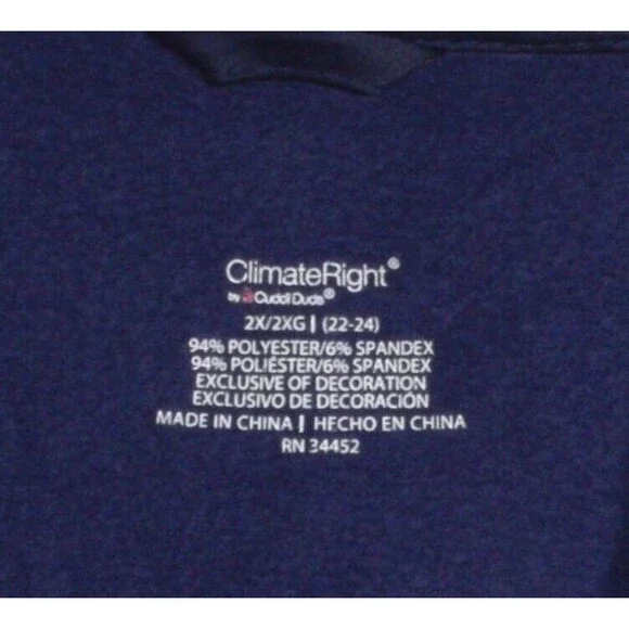 Cuddl Duds Climate Light Navy Velour Fleece 2 Piece Cardigan Lounge Set Sz 2X - Picture 6 of 6